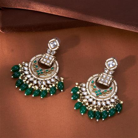 Indo Western Chand Earring With Mehndi Plating || 111345