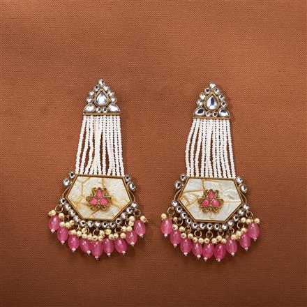 Indo Western Mother Of Pearl Earring With Mehndi Plating || 111802
