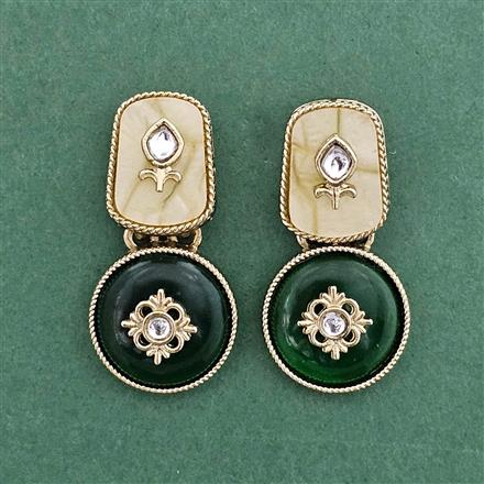 Indo Western Mother Of Pearl Earring With Mehndi Plating || 112050