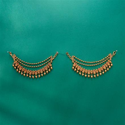 Antique South Indian Ear Chain With Matte Gold Plating || 224437