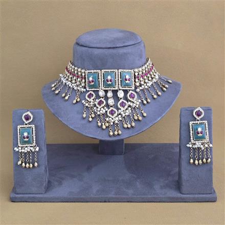 Antique Choker Necklace Set With Mehndi Plating || 227856