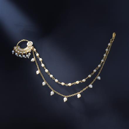 Antique Moti Nose Ring With Gold Plating || 228626