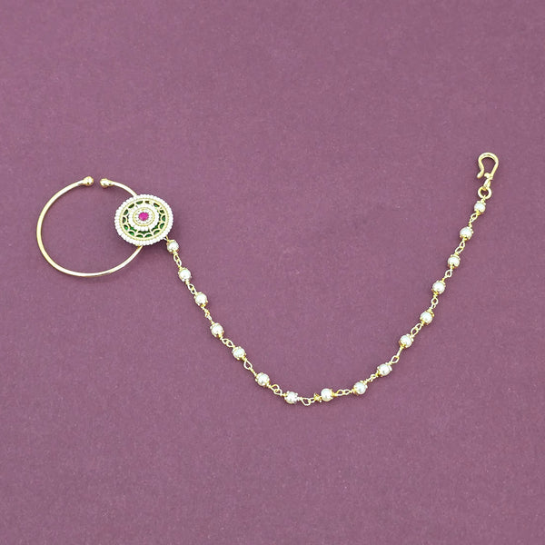 Antique Moti Nose Ring With Gold Plating || 228627