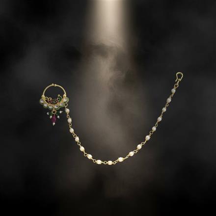 Antique Moti Nose Ring With Gold Plating || 228636