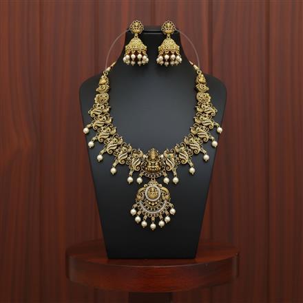 Antique South Indian Necklace Set With Matte Gold Plating || 229161