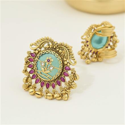 Antique Adjustable Ring With Matte Gold Plating || 230009