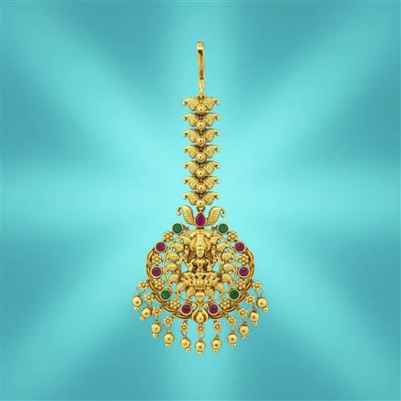 Antique Temple Tikka With Matte Gold Plating ||230126