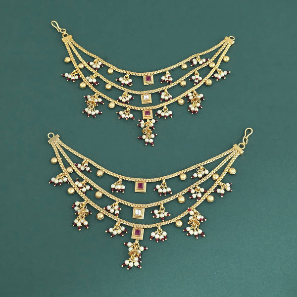 Antique Pearl Ear Chain With Gold Plating || 230148