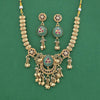 Antique Moti Necklace Set With Matte Gold Plating || 230286