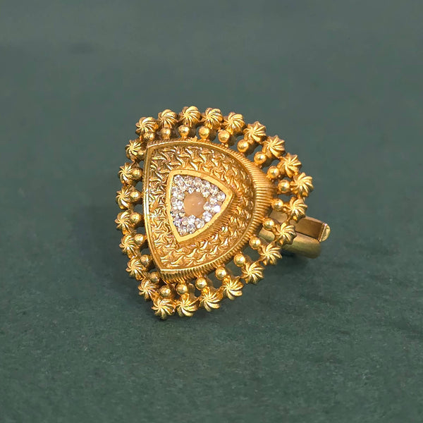 Antique Adjustable Ring With Matte Gold Plating || 230360