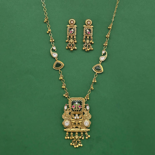 Antique Classic Pendant Set With Matte Gold Plating || 230528