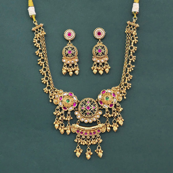 Antique Classic Necklace With Matte Gold Plating || 230633