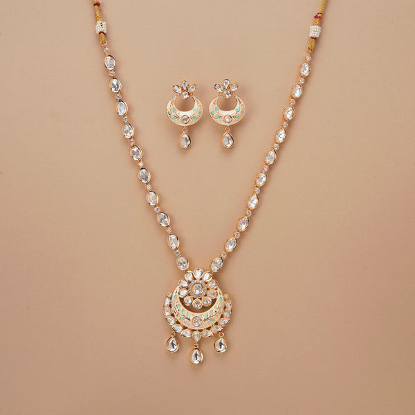 Kundan Meenakari Necklace Set With Gold Plating || 302787