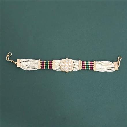 Kundan Moti Bracelet With Gold Plating || 303153