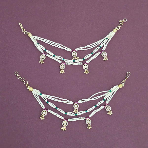 Kundan Moti Ear Chain With Carat Gold Plating || 303256