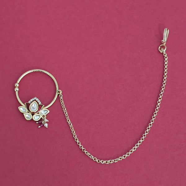 Kundan Classic Nose Ring With Carat Gold Plating || 303287