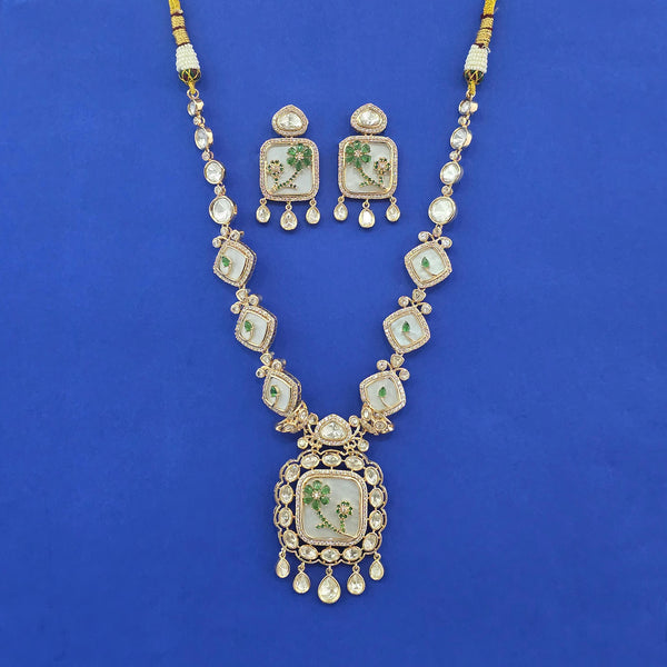 Kundan Mother Of Pearl Necklace Set With Carat Gold Plating || 303379