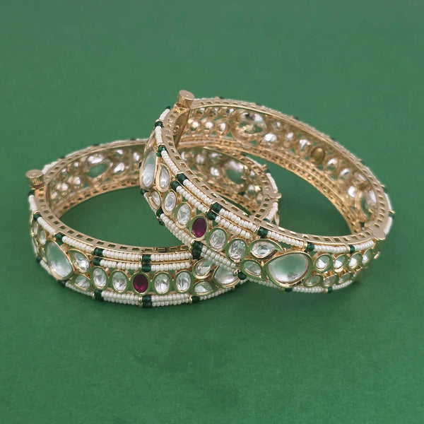 Kundan Moti Bangles With Carat Gold Plating (2x6) || 303458