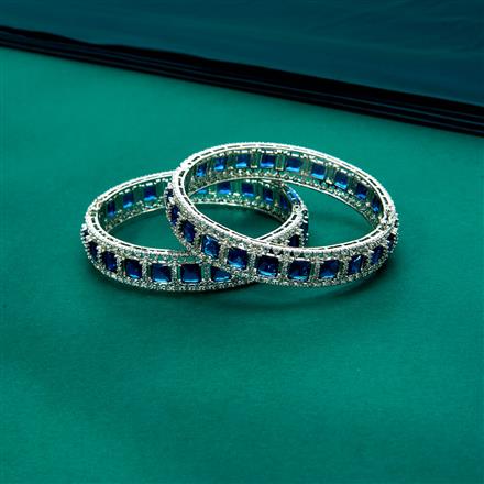 Cz Openable Bangles With Rhodium Plating (2x6) || 434567