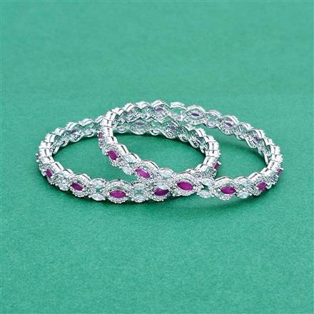 Cubic Zirconia Classic Bangles With Rhodium Plating (2x6) || 435677