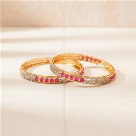 Cz Classic Bangles With 2 Tone Plating (2x6) || 436749