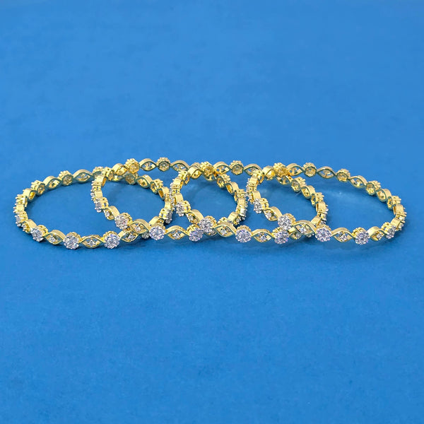 Cubic Zirconia Classic Bangles With Rhodium 2 Tone Plating || 439465