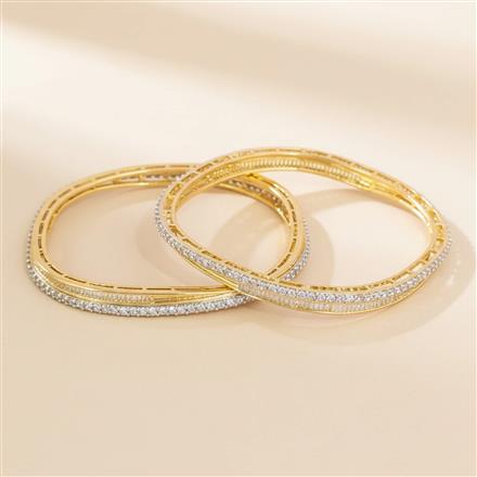 Cubic Zirconia Classic Bangles With 2 Tone Plating -(2x6) || 439745