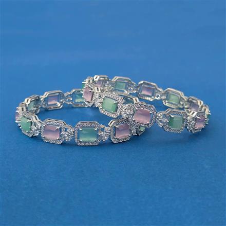 Cubic Zirconia Classic Bangles With Rhodium Plating (2x8) || 440103