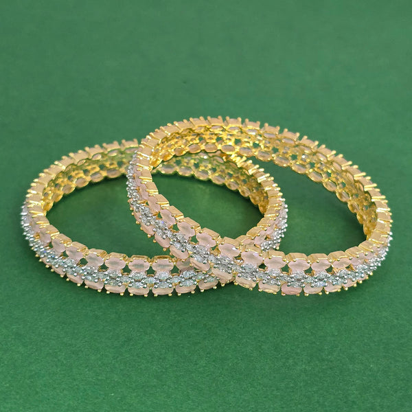 Cz Classic Bangles With 2 Tone Plating (2X6) || 440996