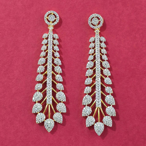 Cubic Zirconia Classic Earring With Carat Rhodium 2 Tone Plating || 441172