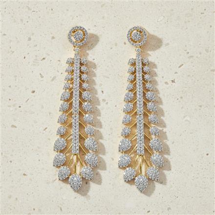 Cubic Zirconia Classic Earring With Carat Rhodium 2 Tone Plating || 441172