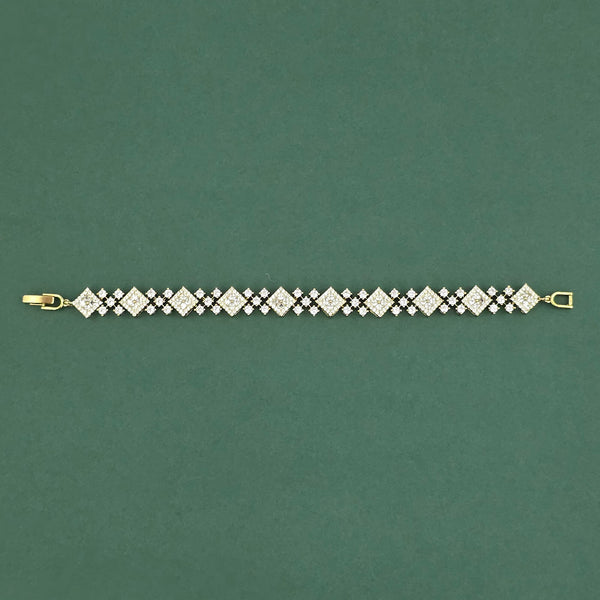 Cz Classic Bracelet With 2 Tone Mehndi Rhodium Plating || 441691