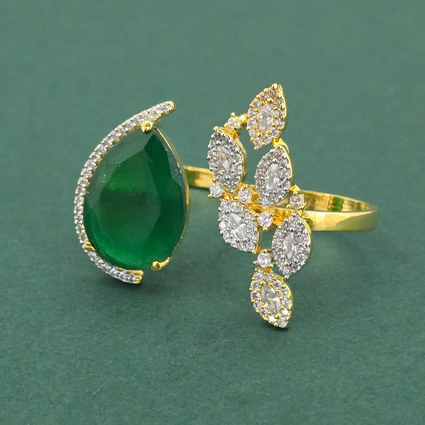 Cz Adjustable Ring With 2 Tone Plating || 442435