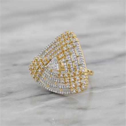 Cz Adjustable Ring With Rhodium 2 Tone Plating || 442526