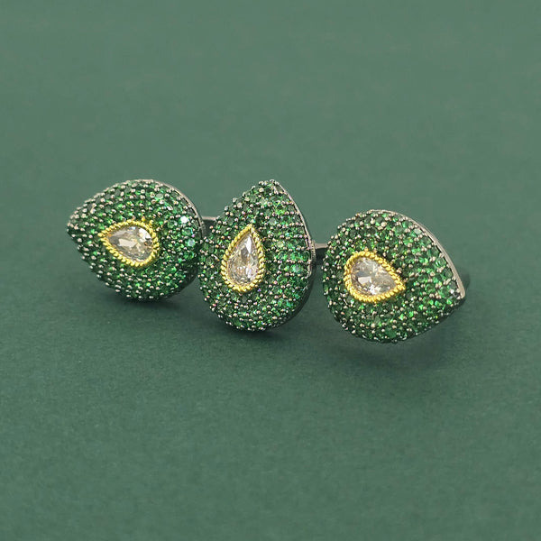 Cz Adjustable Ring With Black Plating || 442813