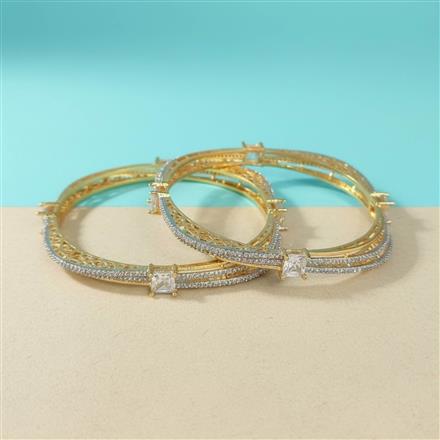 Cz Classic Bangles With 2 Tone Plating (2x6) || 442885