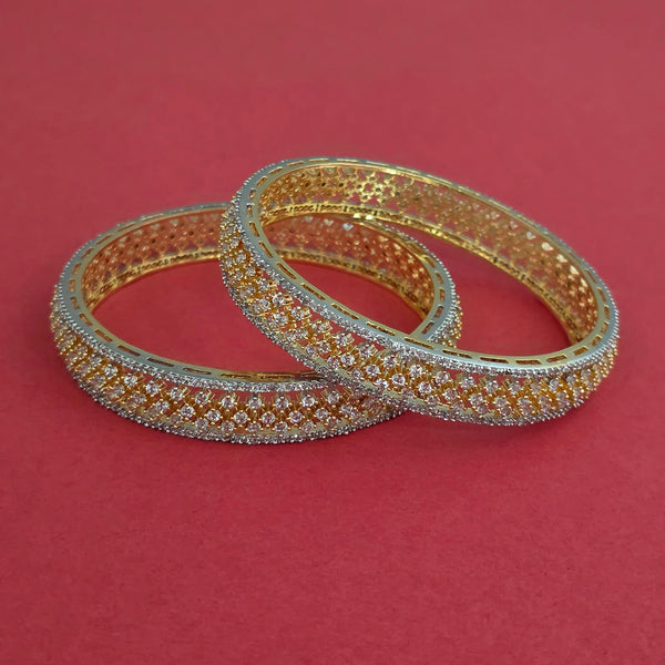 Cz Classic Bangles With 2 Tone Plating - (2x6) || 442888