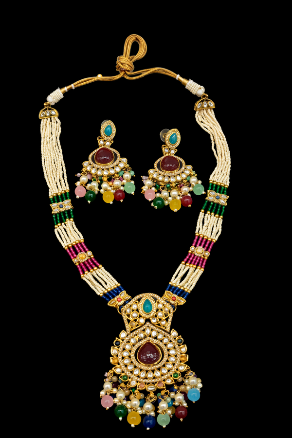 Antique Bandhai Pendant Set With Mehndi Plating || 230721