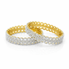 Cz Openable Bangles With 2 Tone Plating (2x8) || 442893