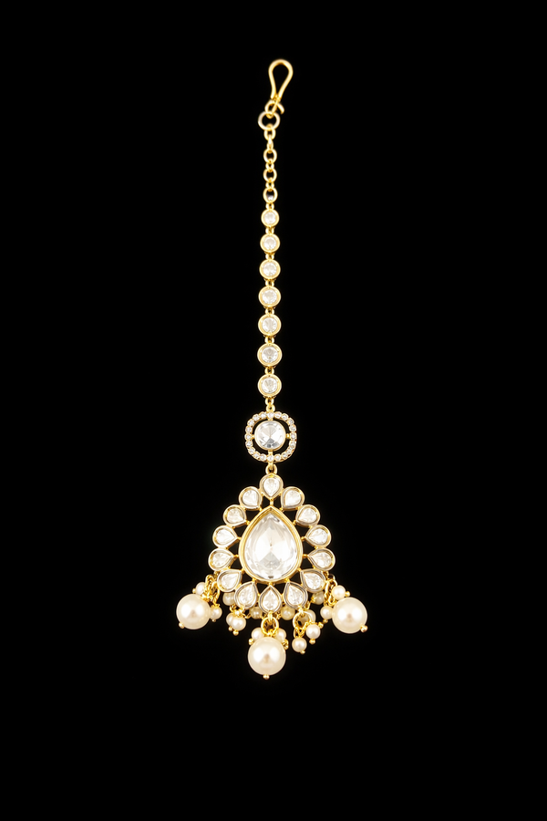 Kundan Moti Tikka With Mehndi Plating || 303476