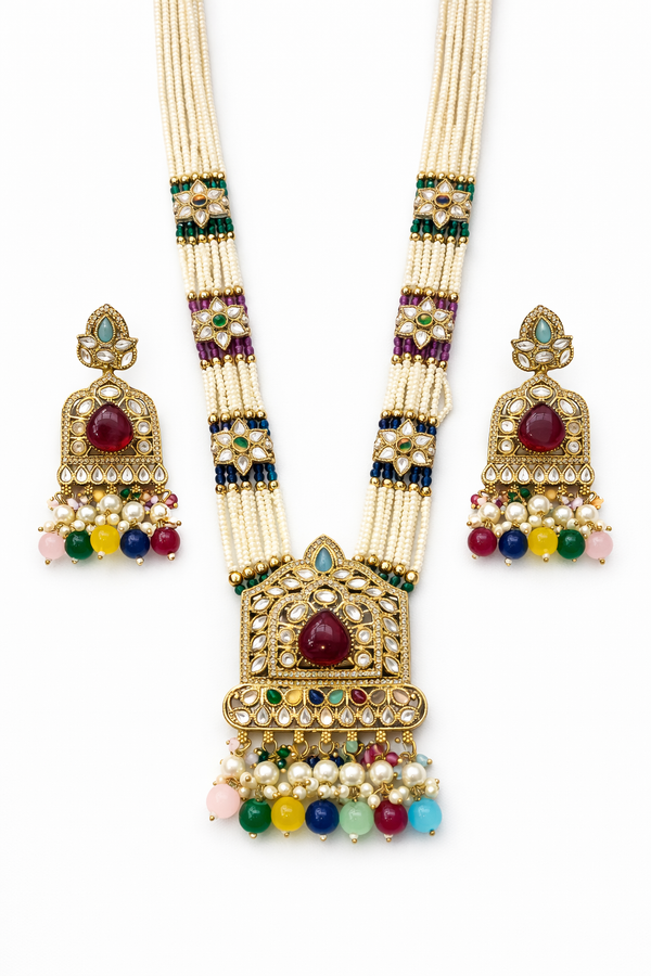 Antique Bandhai Pendant Set With Mehndi Plating || 230717