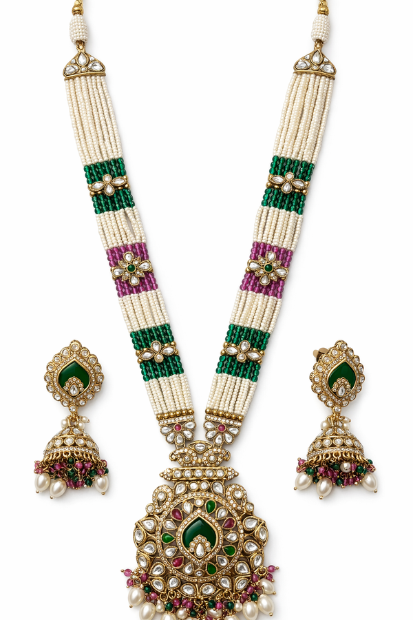 Antique Bandhai Pendant Set With Mehndi Plating || 230720
