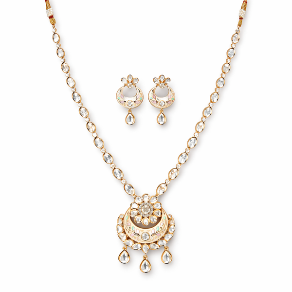 Kundan Meenakari Necklace Set With Gold Plating || 302787