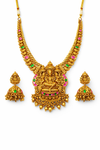 Antique South Indian Necklace Set With Matte Gold Plating || 229886