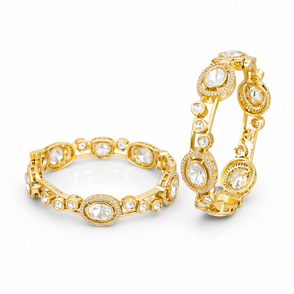 Kundan Openable Bangles With Carat Gold Plating || 303133