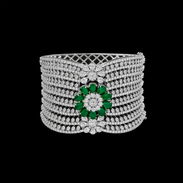 Cz Broad Kada With Rhodium Plating || 442347