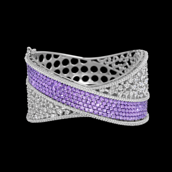 Cz Openable Kada With Rhodium Plating || 442033