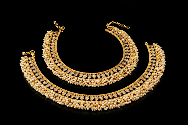 Antique Pearl Payal With Gold Plating || 212178