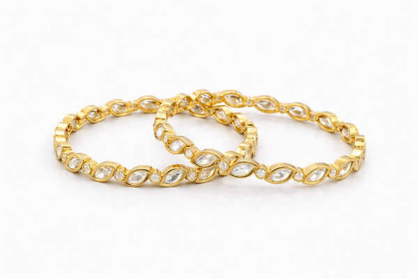 Kundan Classic Bangles With Carat Gold Plating (2x6) || 303481