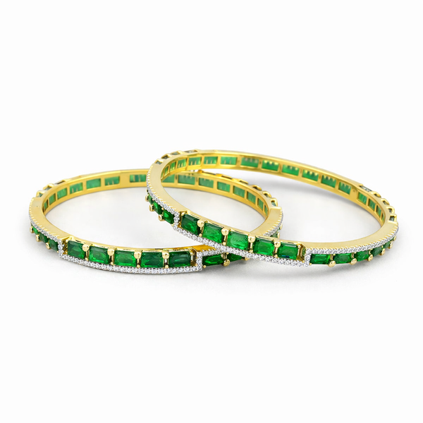 Cz Classic Bangles With 2 Tone Plating (2x6) || 442675